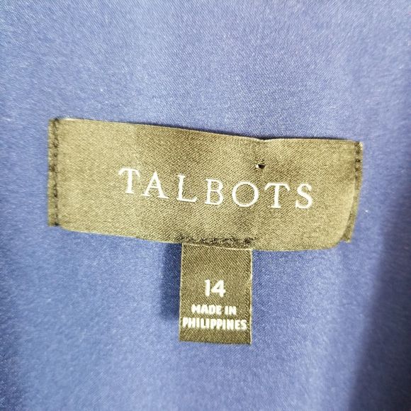 Talbots Women  Tweed Blazer Jacket Size 14 Blue Double Breasted Partially Lined - Picture 4 of 5